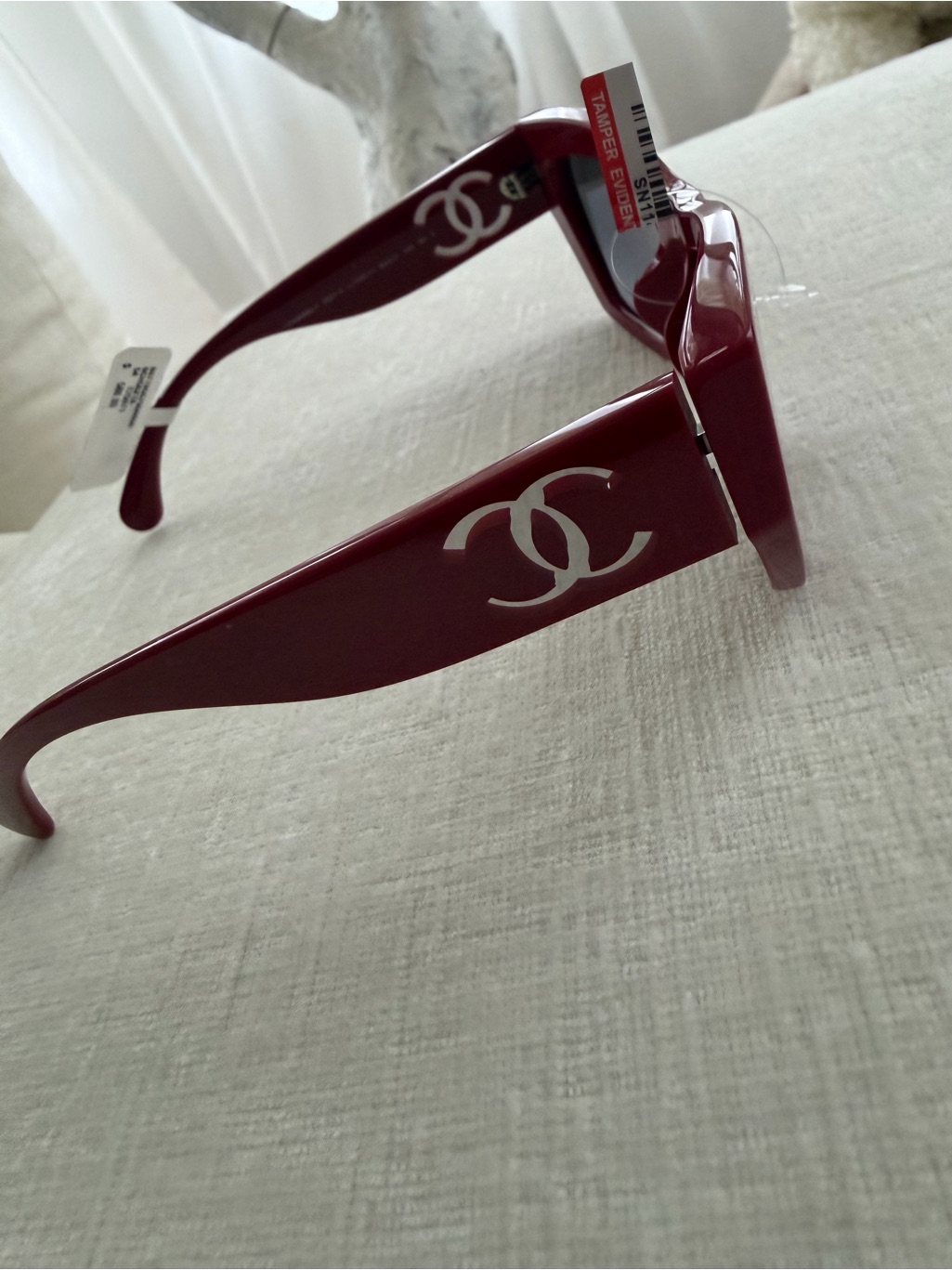 Chanel Burgundy Acetate Sunglasses With Silver Cc Logo